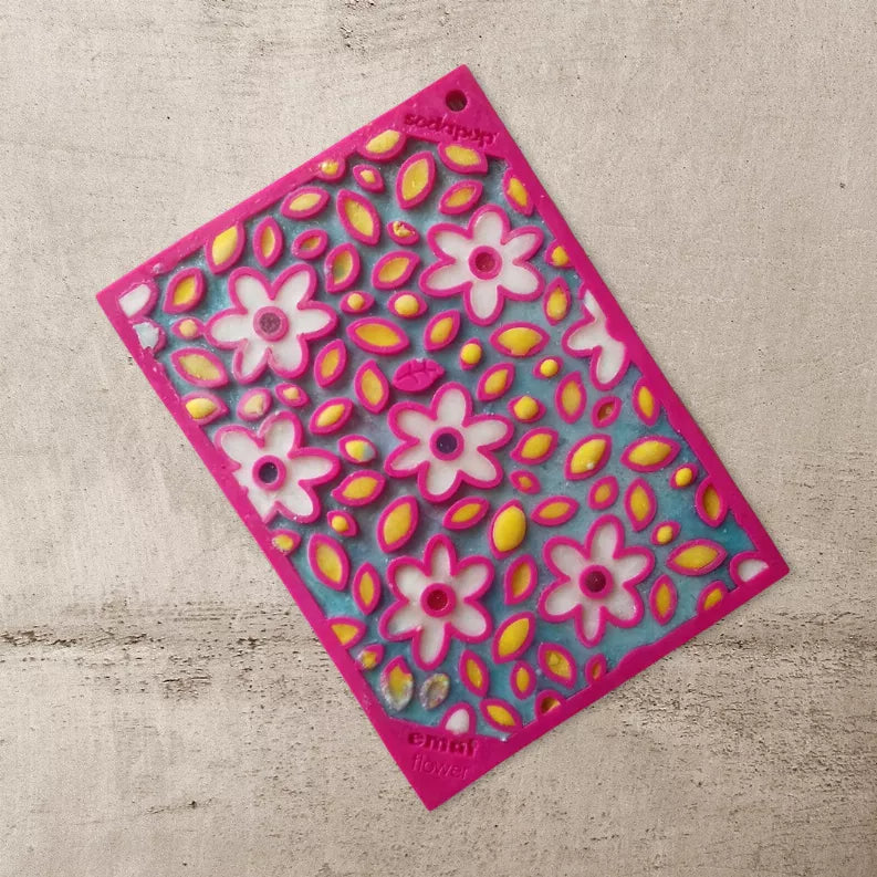 Pink Flower Power & Yellow Honeycomb eMat Lick Mat Bundle – Small