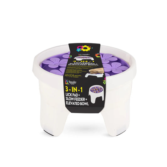 3-in-1 Silicone Lick Mat, Slow Feeder & Elevated Bowl