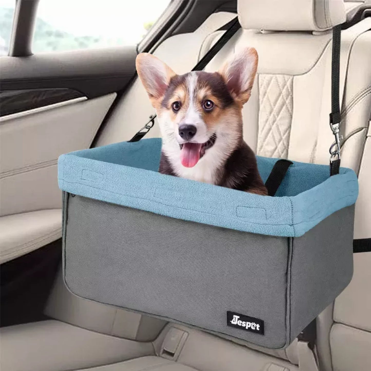 JESPET & GOOPAWS Dog Car Booster Seat with Seat Belt