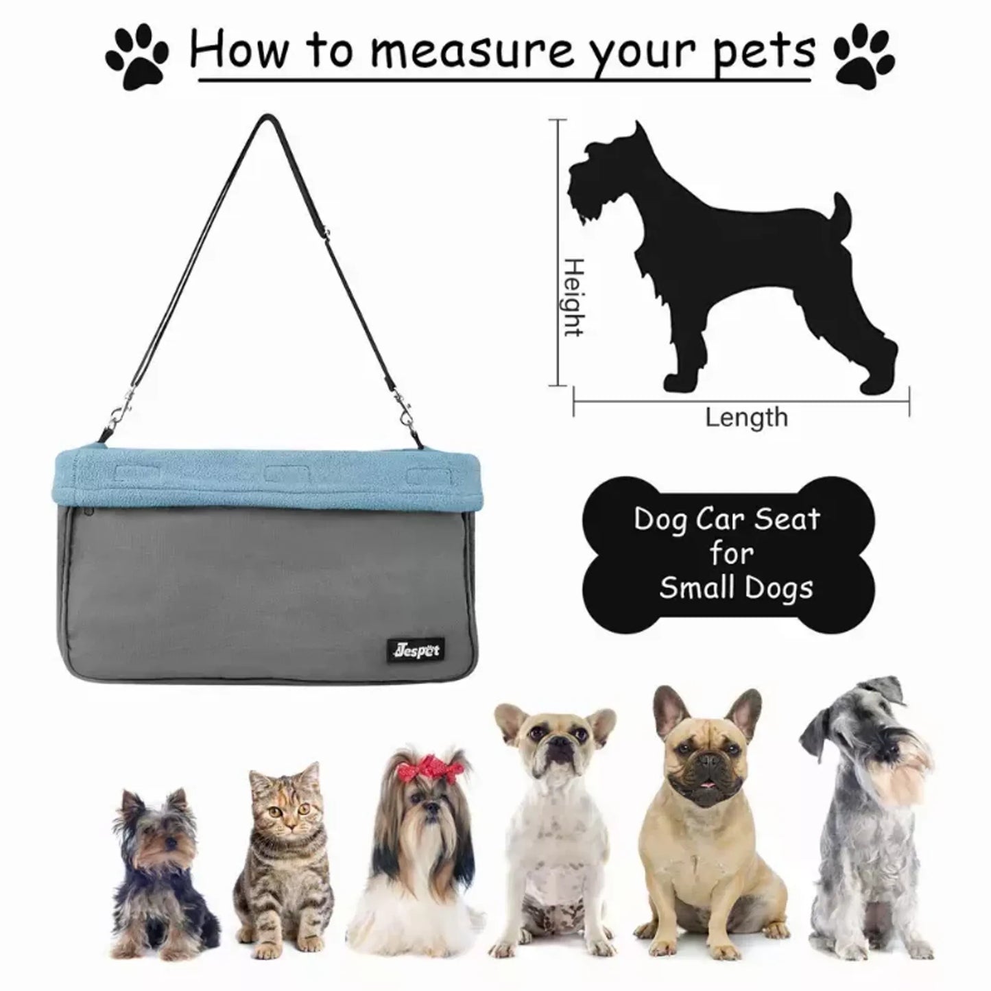 JESPET & GOOPAWS Dog Car Booster Seat with Seat Belt