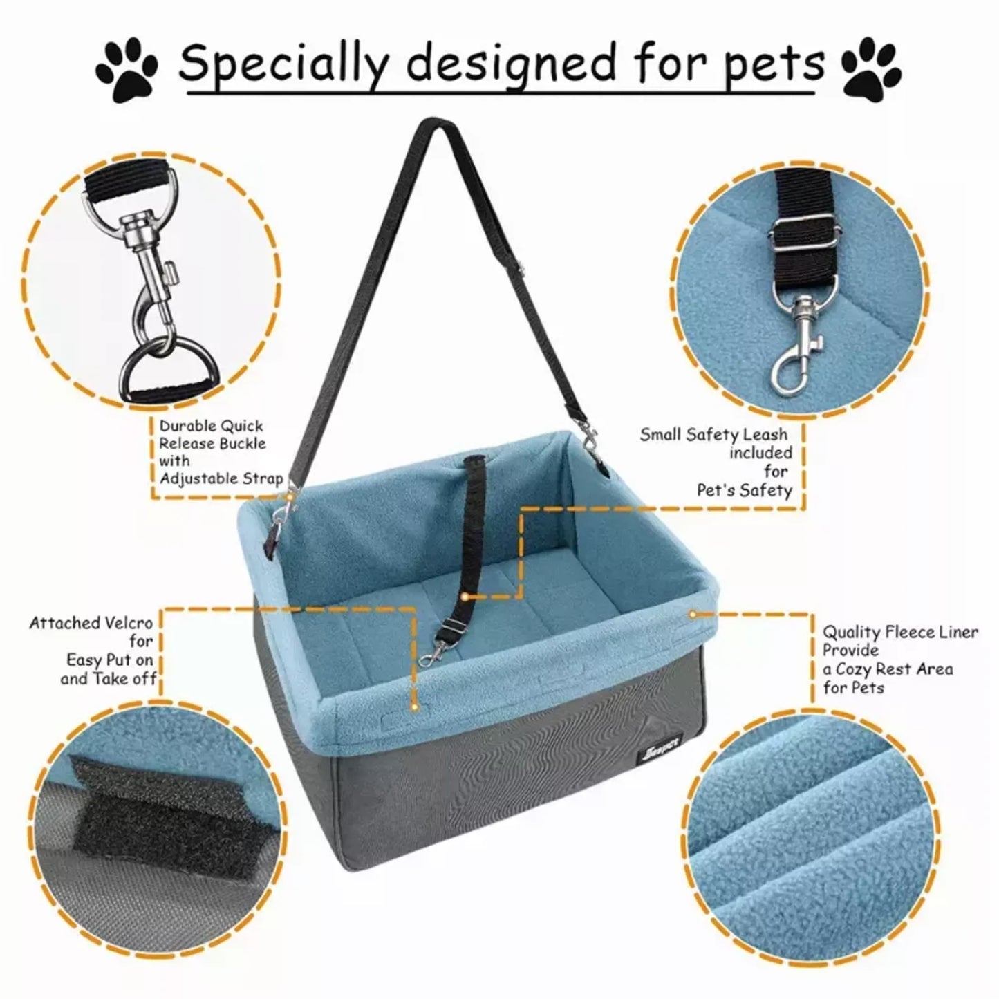 JESPET & GOOPAWS Dog Car Booster Seat with Seat Belt