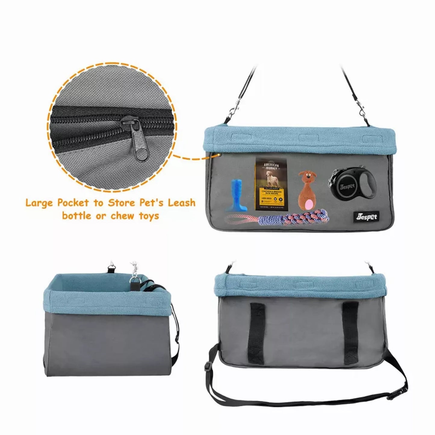 JESPET & GOOPAWS Dog Car Booster Seat with Seat Belt