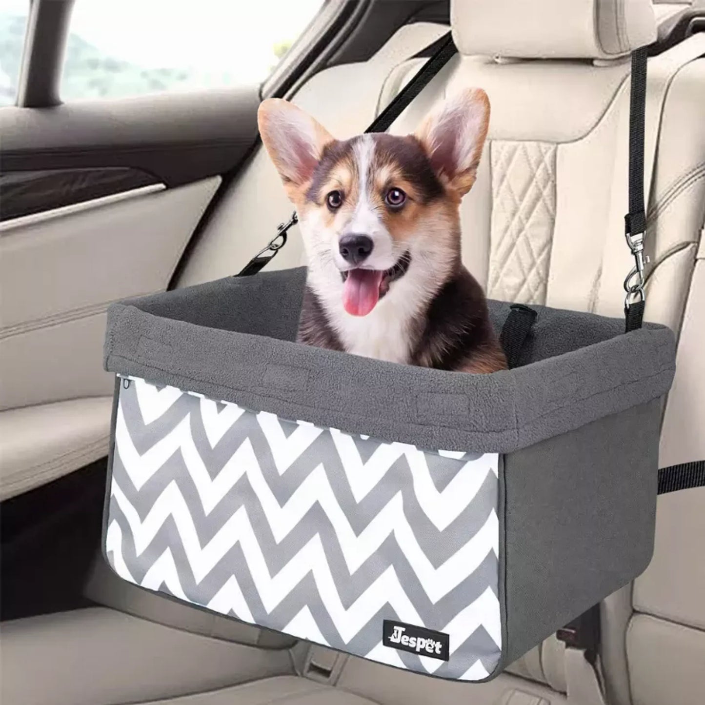 JESPET & GOOPAWS Dog Car Booster Seat with Seat Belt