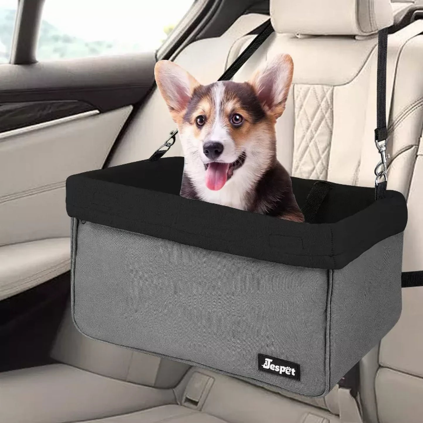 JESPET & GOOPAWS Dog Car Booster Seat with Seat Belt