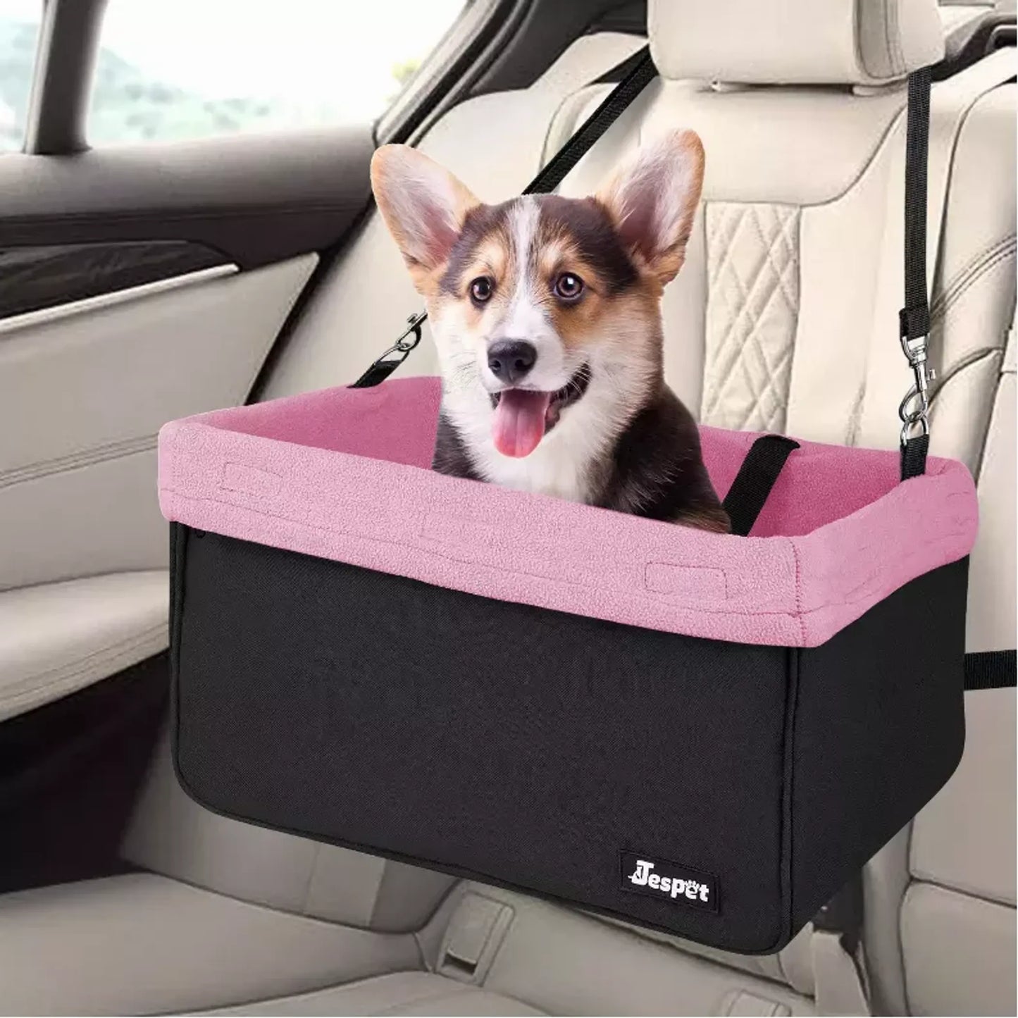 JESPET & GOOPAWS Dog Car Booster Seat with Seat Belt
