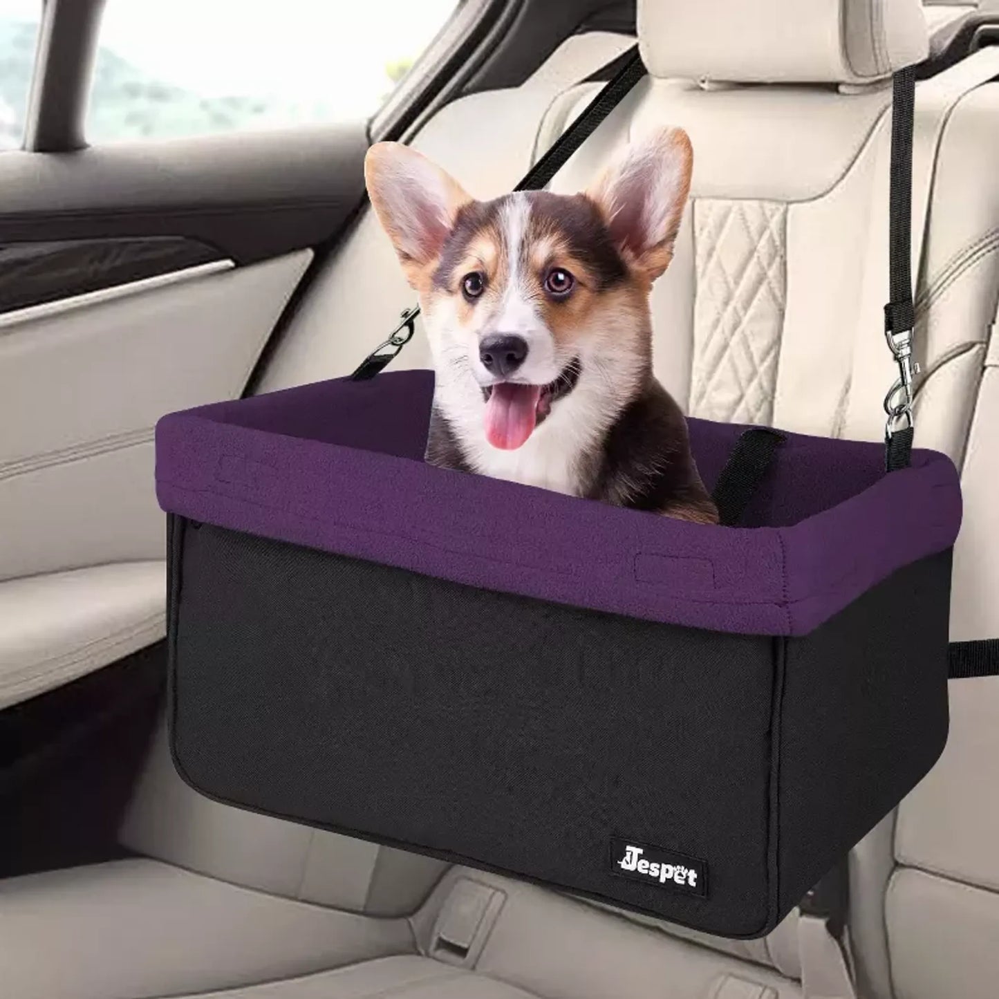 JESPET & GOOPAWS Dog Car Booster Seat with Seat Belt