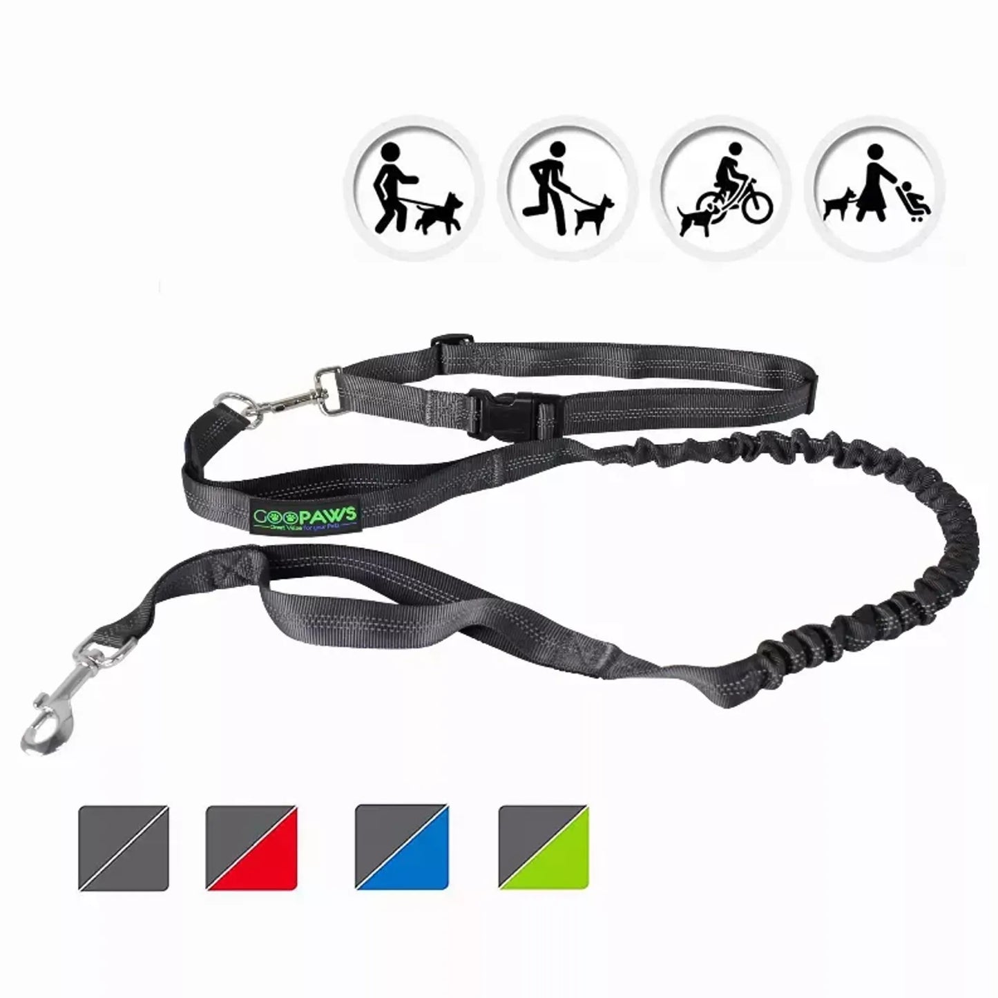JESPET Hands-Free Bungee Dog Leash – Up to 150 lbs