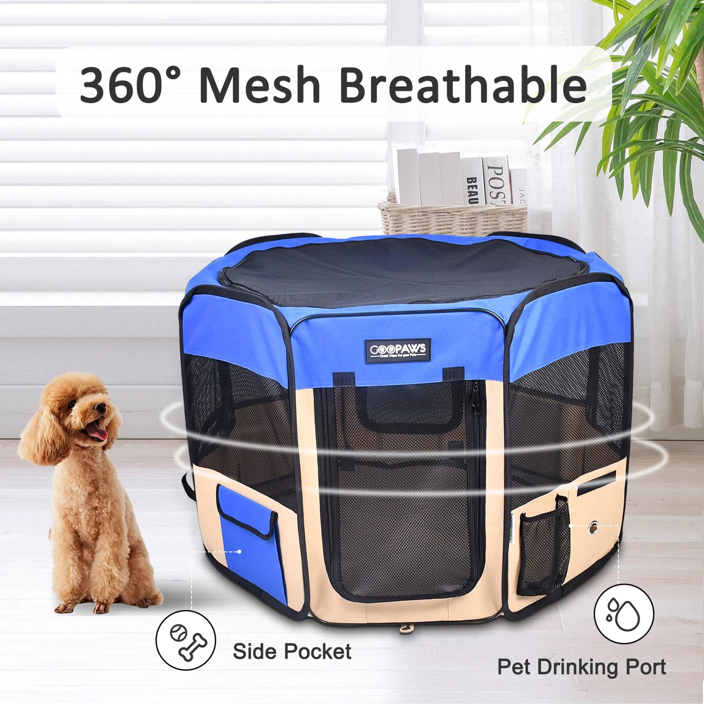 JESPET Portable Soft Dog Exercise Playpen with Carry Bag