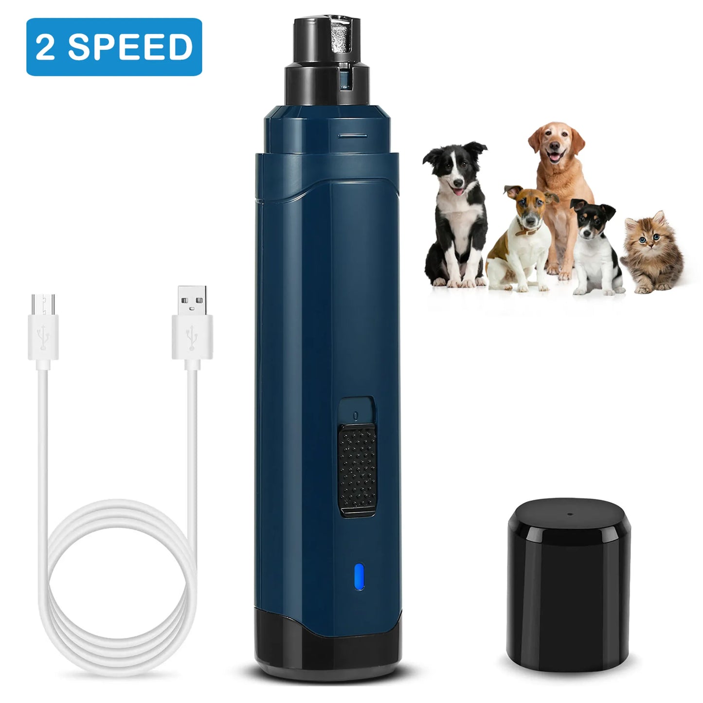 USB Rechargeable Quiet Pet Nail Grinder – 2 Speeds