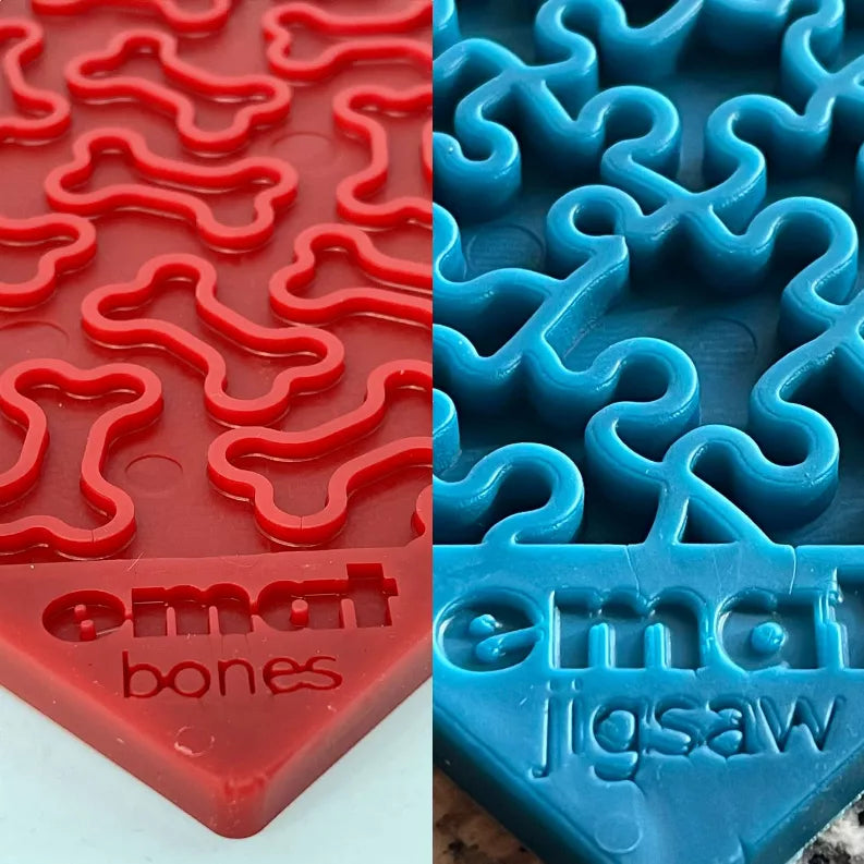 Blue Jigsaw & Red Bones eMat Lick Mat Bundle – Large