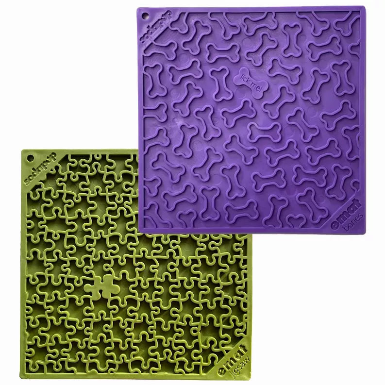 Green Jigsaw & Purple Bones eMat Lick Mat Bundle – Large