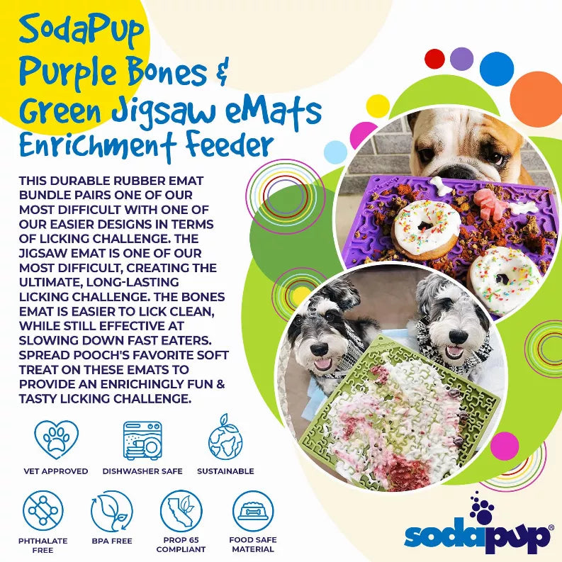 Green Jigsaw & Purple Bones eMat Lick Mat Bundle – Large