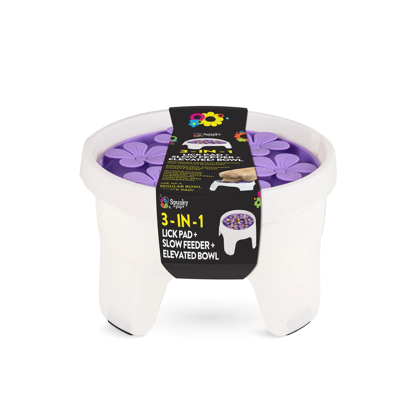 3-in-1 Silicone Lick Mat, Slow Feeder & Elevated Bowl
