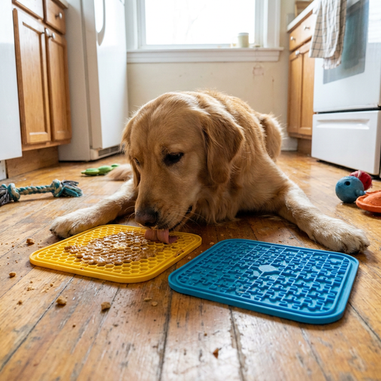 Jigsaw Honeycomb lick mat lifestyle
