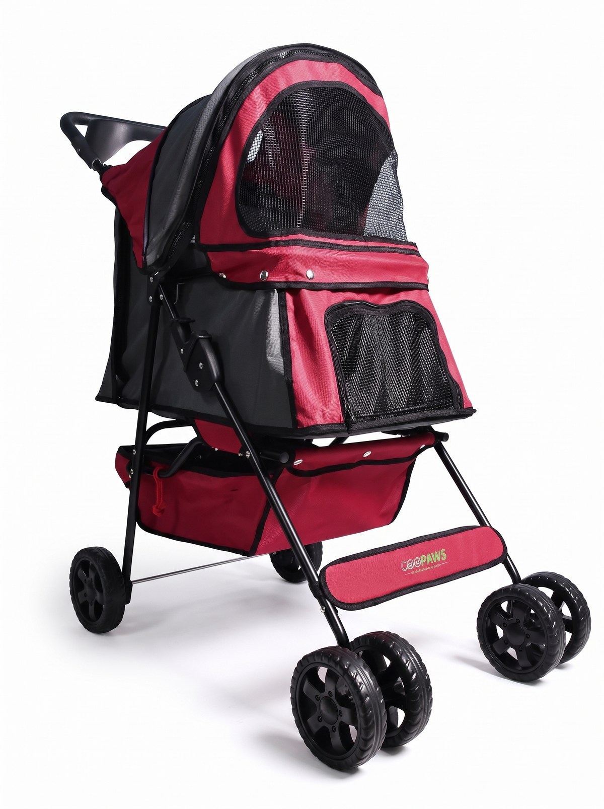 GOOPAWS 4-Wheel Foldable Pet Stroller with Safety Brakes product photo 2