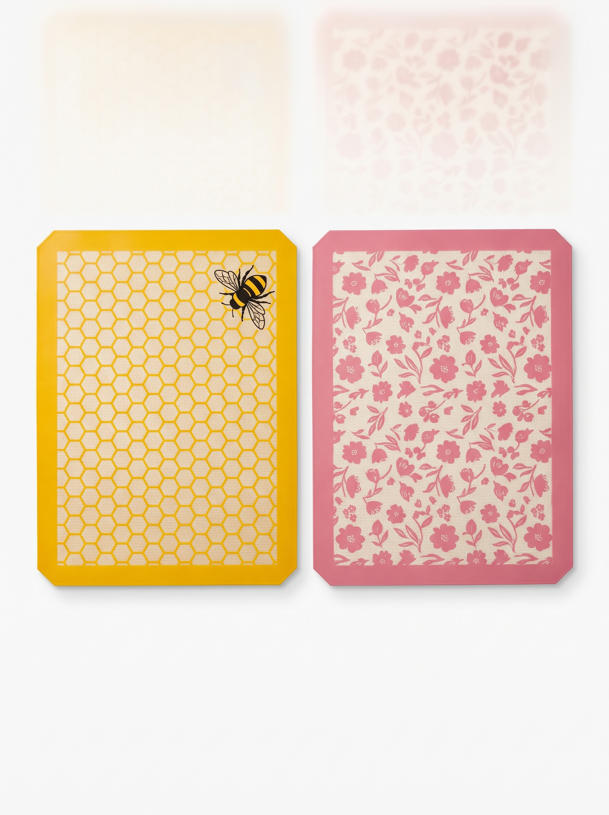 Pink Flower Power & Yellow Honeycomb eMat Lick Mat Bundle product photo 2