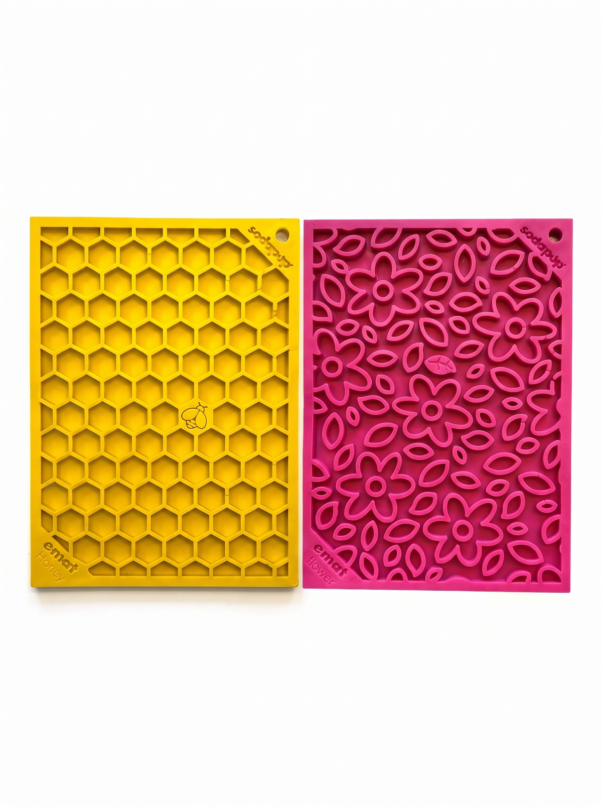 Pink Flower Power & Yellow Honeycomb eMat Lick Mat Bundle product photo 1