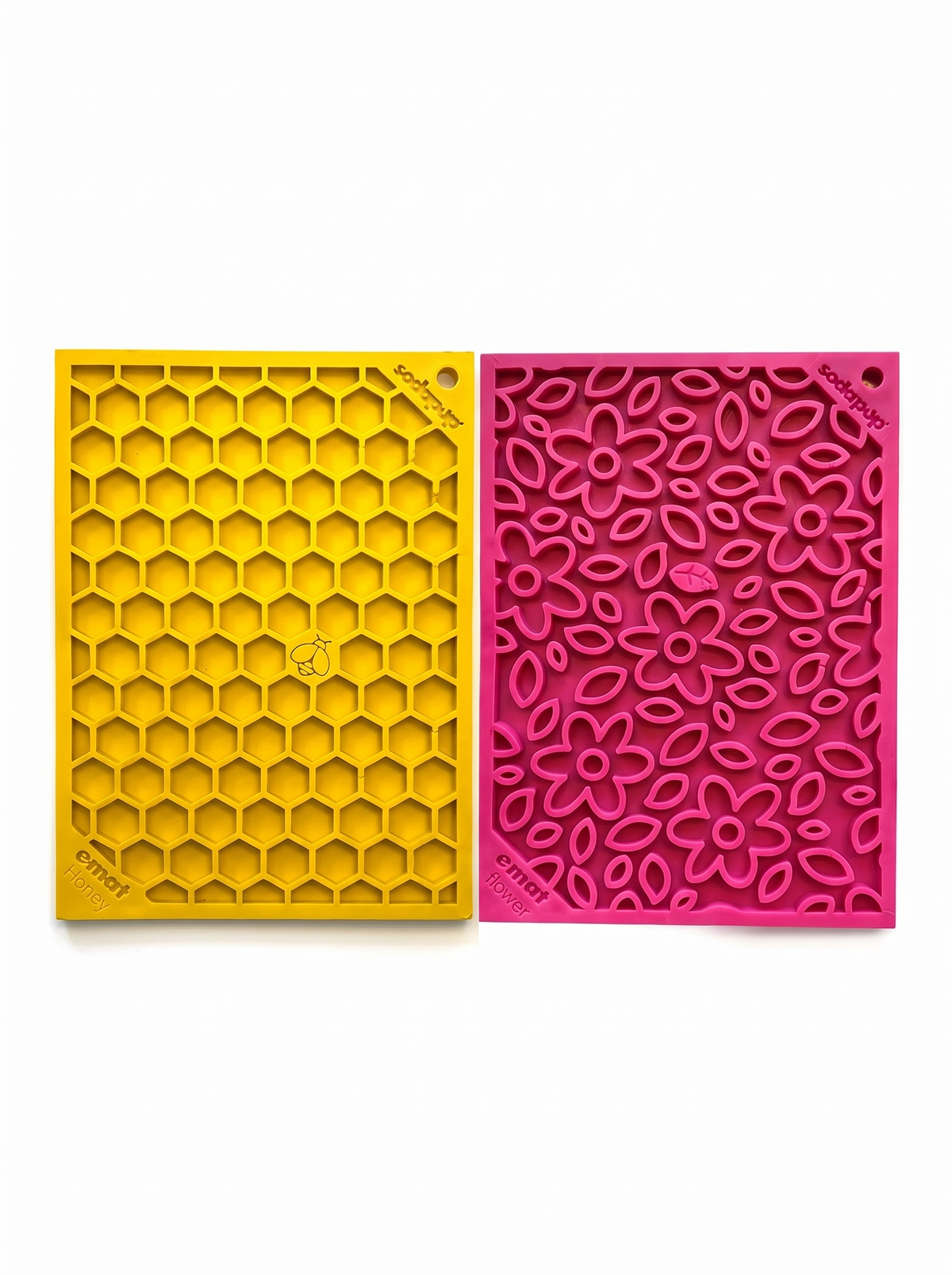 Pink Flower Power & Yellow Honeycomb eMat Lick Mat Bundle product photo 3